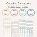 Canning Labels Printable Digital Download Canning Jar Labels Canning Lid Labels PDF 2 Sizes 2 Inch, 2.5 Inch for Regular and Wide Mouth Jars