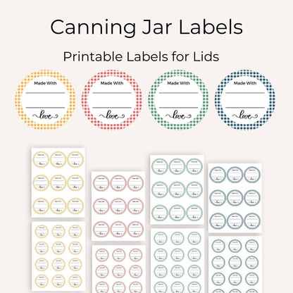 Canning Labels Printable Digital Download Canning Jar Labels Canning Lid Labels PDF 2 Sizes 2 Inch, 2.5 Inch for Regular and Wide Mouth Jars