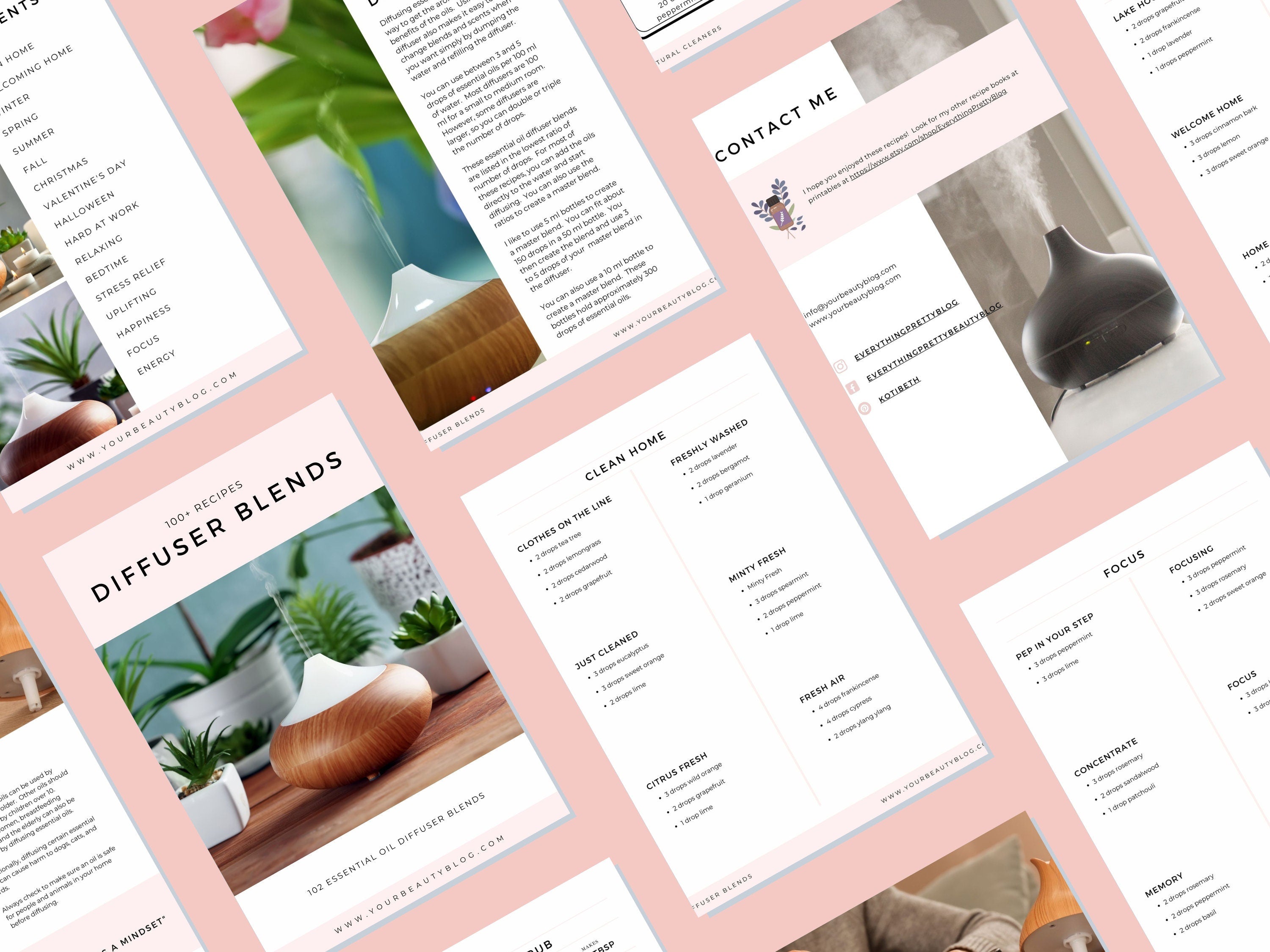 100+ Essential Oil Diffuser Recipes to Use in Your Home Ebook Book