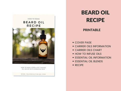 Beard Oil Recipe Printable Skin Care Recipe Instant Download PDF to Print Essential Oil Recipe