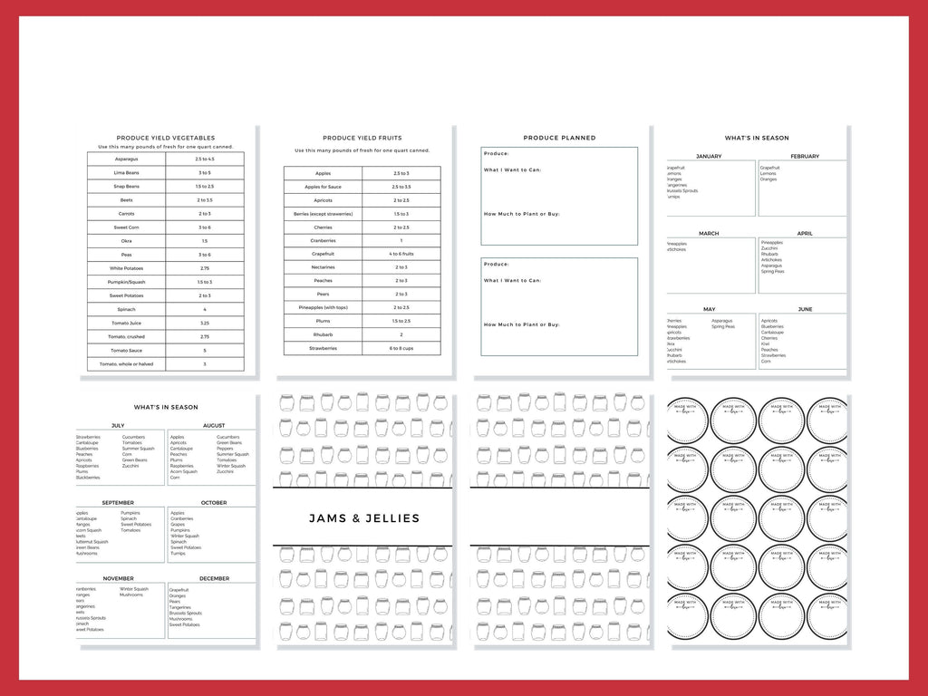 Canning Journal Printable Planner For Homesteaders, Canners 29 Page PDF 8.5x11 Instant Download