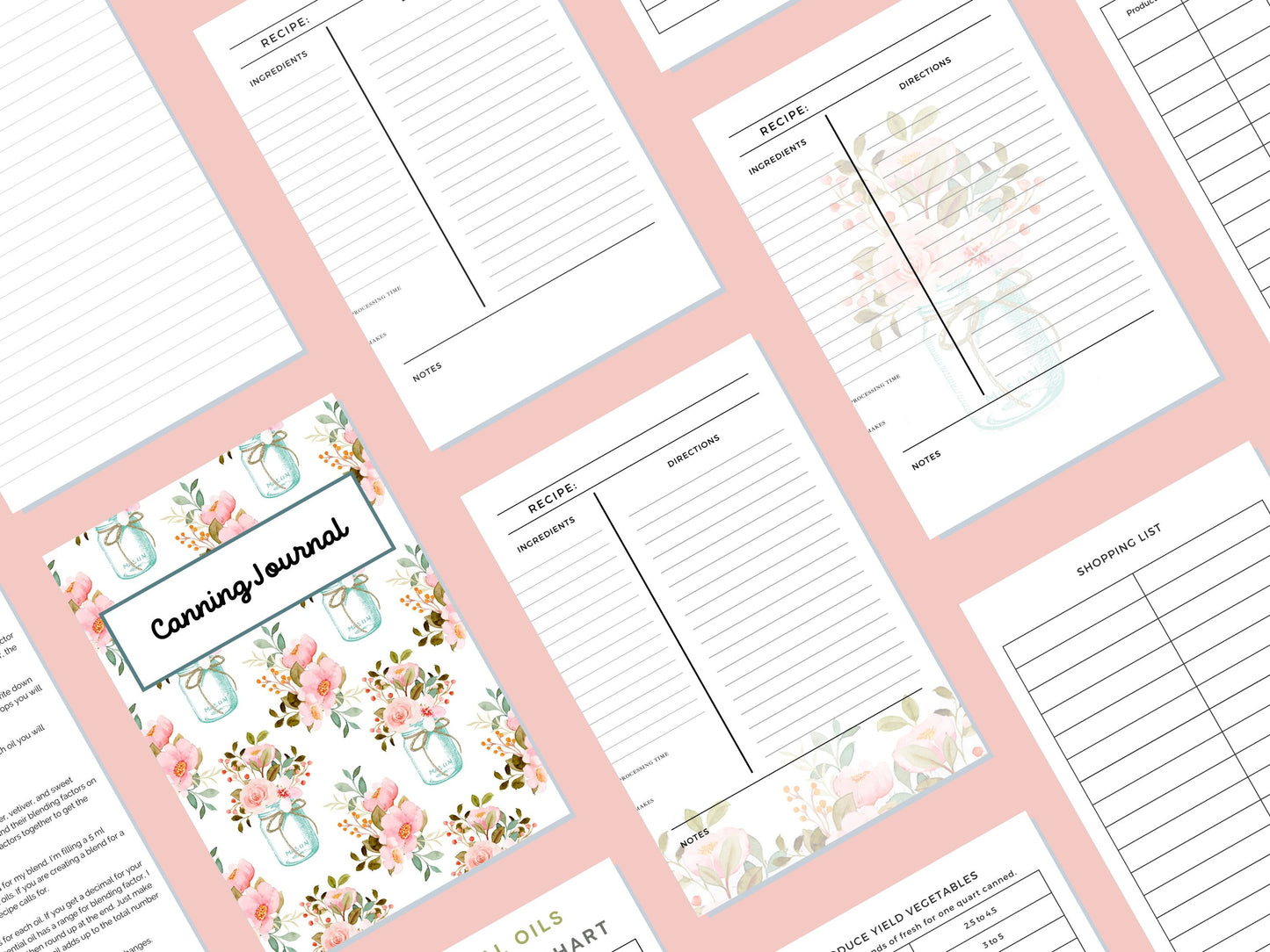 Canning Journal Printable Planner For Homesteaders, Canners 29 Page PDF 8.5x11 Instant Download Mason Jar Theme Homesteading