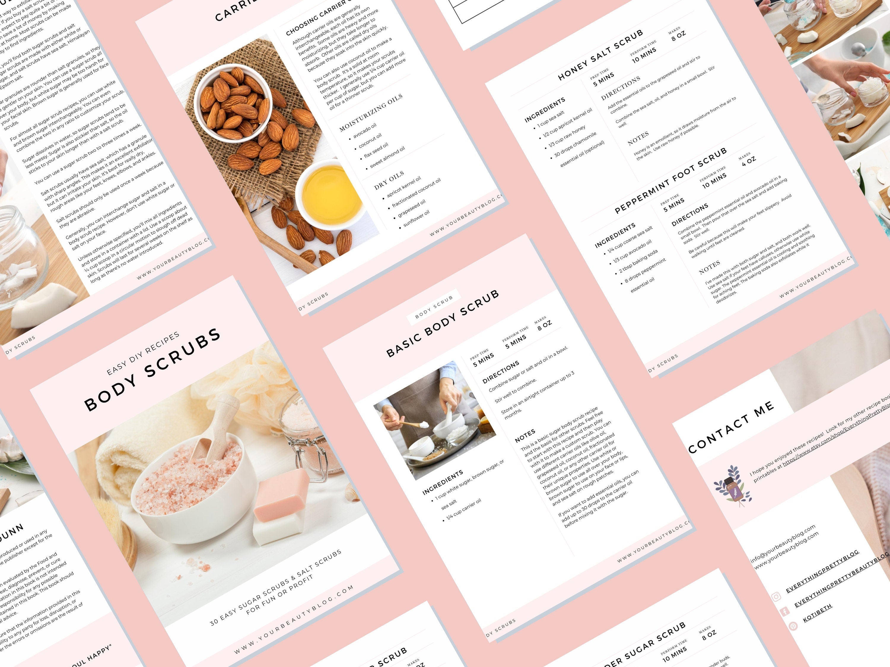 Body Scrubs Printable Recipe Ebook 30 Easy Sugar Scrubs and Salt Scrub Recipes to Make at Home Book