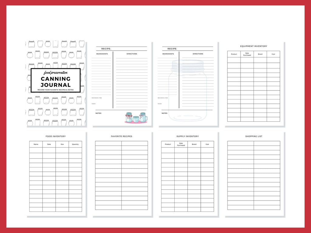 Canning Journal Printable Planner For Homesteaders, Canners 29 Page PDF 8.5x11 Instant Download