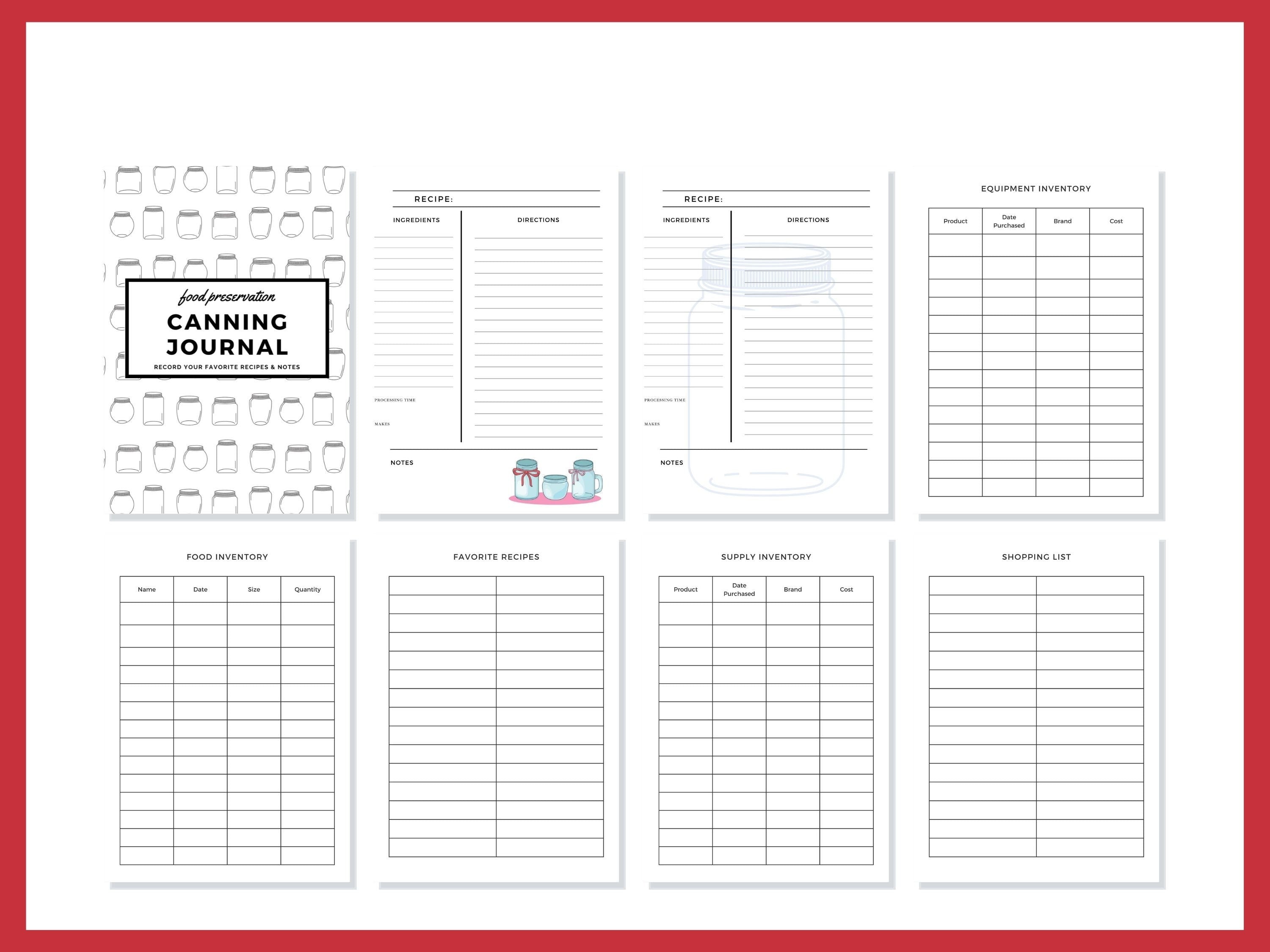 Canning Journal Printable Planner For Homesteaders, Canners 29 Page PDF 8.5x11 Instant Download