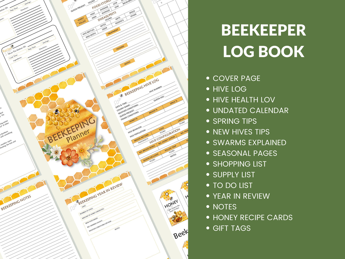 Beekeeping Log Book Printable Beekeeping Journal Beekeeping Record Book for Beekeeper's Apiculture Homestead Honey Bee Honeybee Beehive Hive