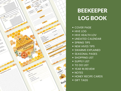 Beekeeping Log Book Printable Beekeeping Journal Beekeeping Record Book for Beekeeper's Apiculture Homestead Honey Bee Honeybee Beehive Hive