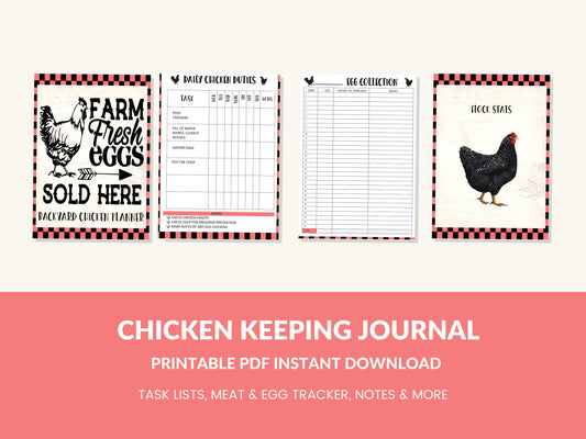 Printable Chicken Record Keeping Journal Backyard Chicken Logbook Chicken Journal PDF Chicken Binder Chicken Egg Tracker Homesteading